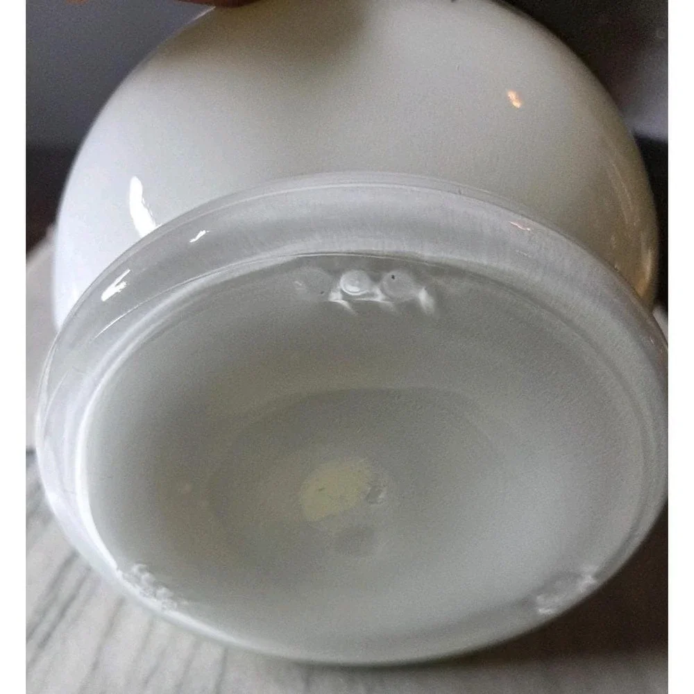 Vintage Milk Glass Oil Lamp Blue Floral Design 7